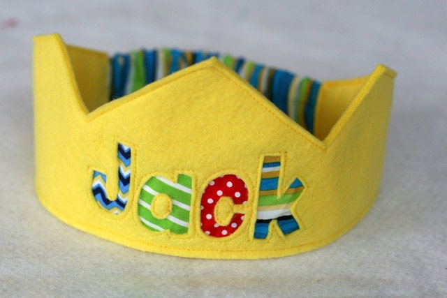 Name Crown Felt Crown Birthday Crown -  Personalized - Yellow