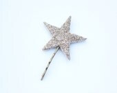 lucky star hair pin / silver german glass star bobby pin /  glitter hair accessory / theLOVEstitch