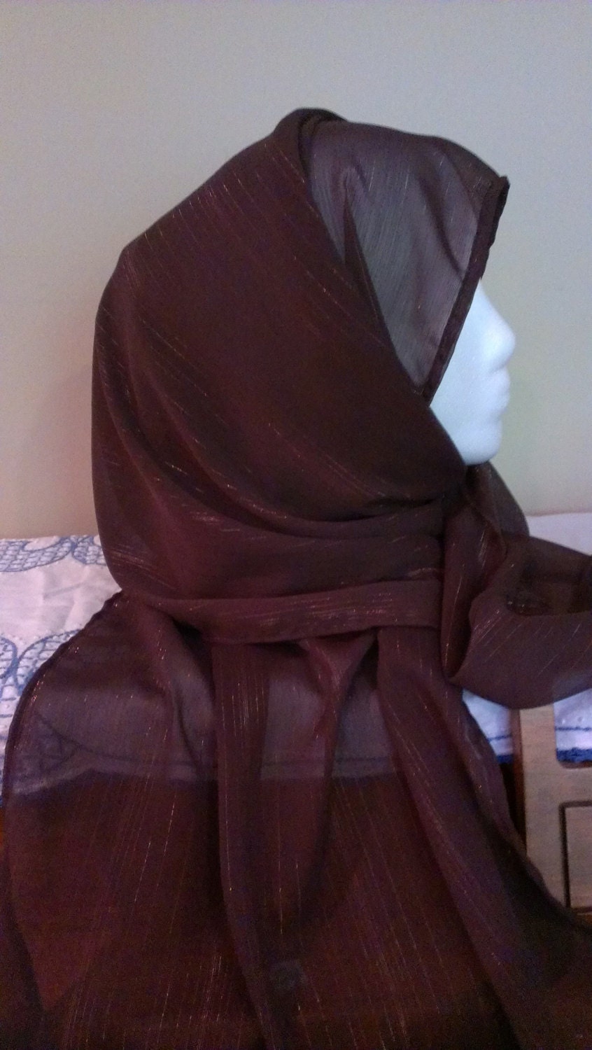 Rich brown chiffon scarf .