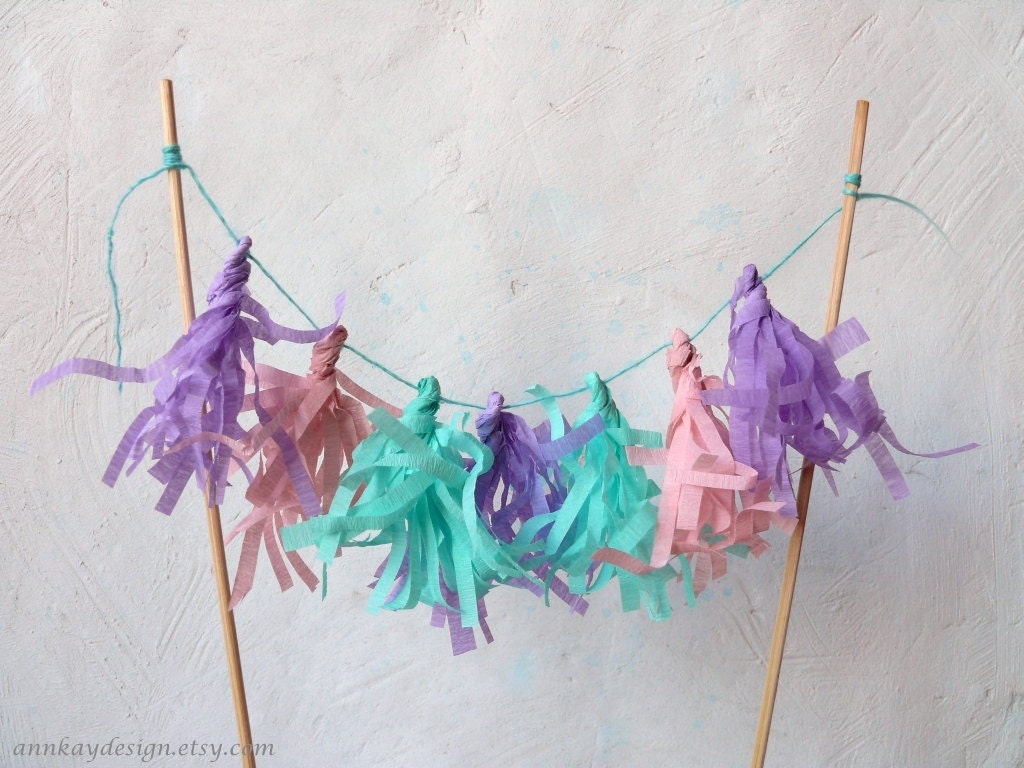 Tassel Garland Cake Topper Bunting 5 Mini Tassels