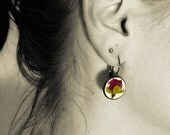 Pressed Flower earrings -  pink Roses - handmade with resin and nature