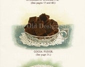 Printable CHOCOLATE COCOA CAKE Sweet Dessert Food Color Illustration 300 dpi Digital Scan Vintage Image Antique Clip Art