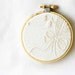 Cream embroidery hoop art / upcycled vintage fabric / white home decor / fresh spring / 3 inch size