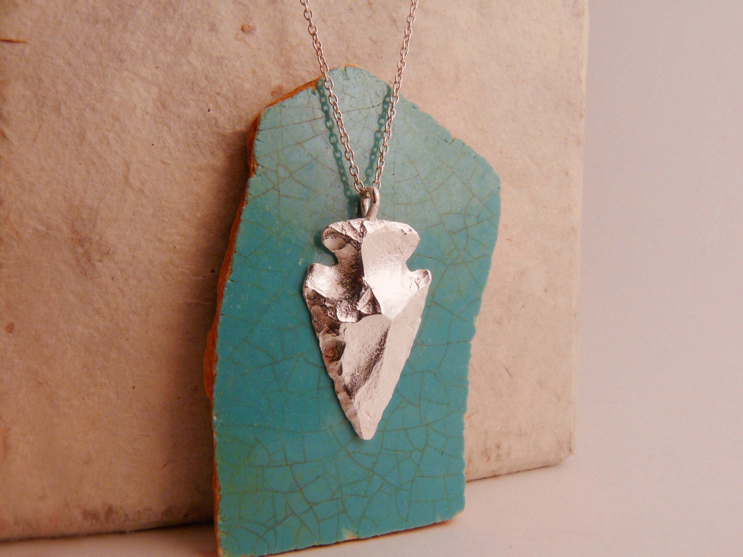 Silver Arrowhead Necklace - Style Bluestone (Pure Silver Pendant)