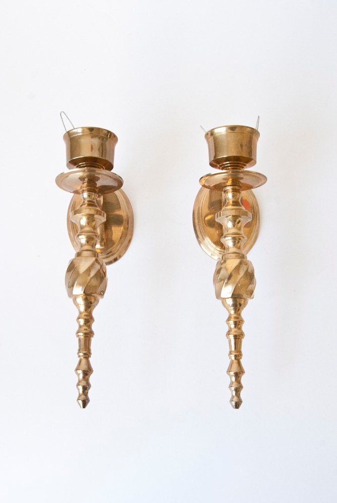 Brass Sconces -Candle Holders-Traditional Home Decor-Pair