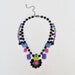 bib necklace hand painted rhinestone statement piece Bright Pink Chartreuse Purple