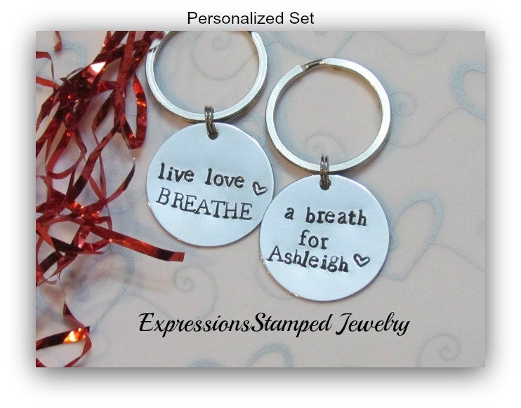 BREATHE OF LOVE - Keychain -- Boyfriend/ Girlfriend -- Engagement -- Long Distance Relationships