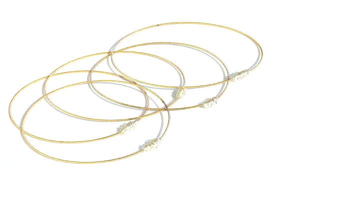 Gold & Silver Bangle Bracelet // Guitar String Jewelry for Her // Thin "G" // Upcycled Recycled