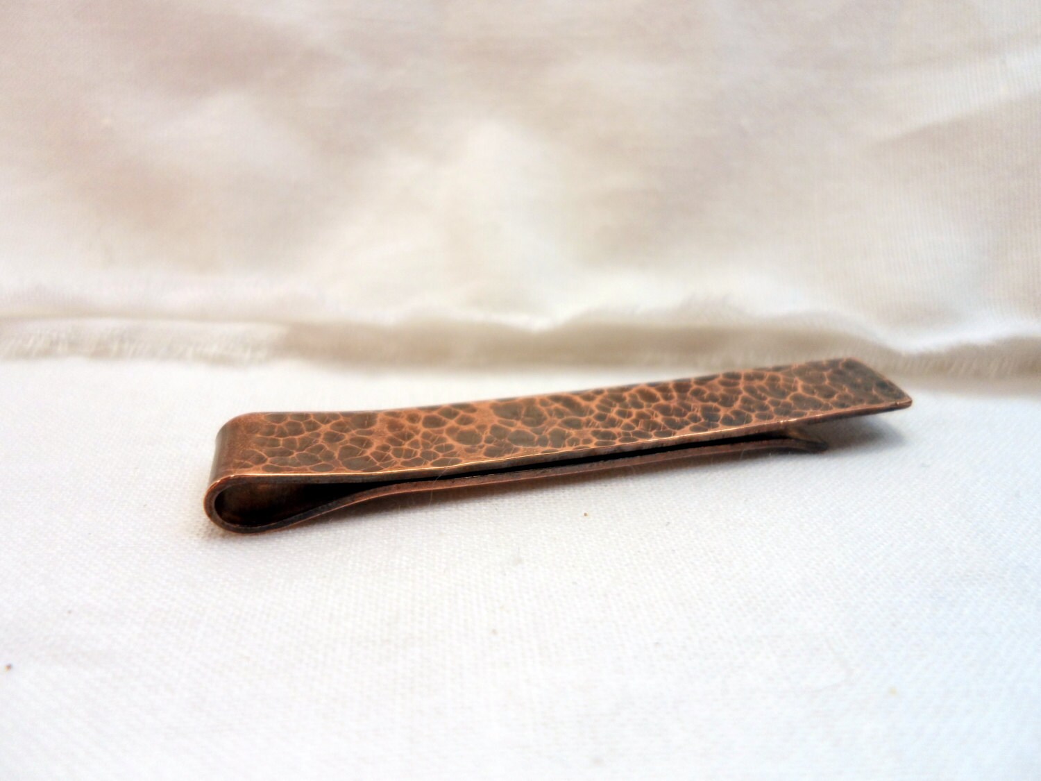 Men's Textured Copper Tie Clip Bar with Personalized Message
