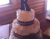 Rustic burlap wedding cake topper
