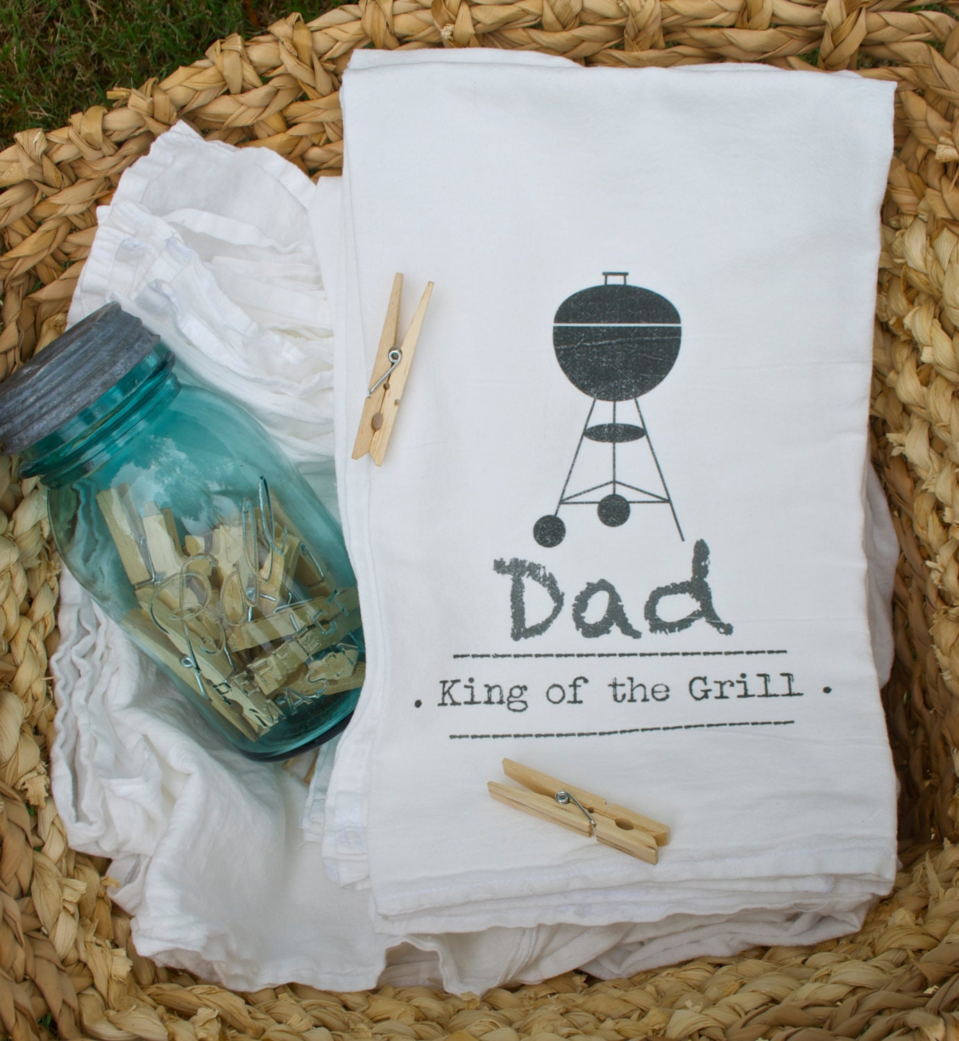 King of The Grill Flour Sack Tea Towel