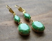 Art Deco earrings - green earrings - statement earrings - art deco jewelry
