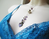 Long Dangle Necklace, Silver and Purple Necklace, Gypsy Necklace, Beaded Necklace, Beaded Pendant