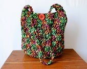 Black and Neon Crochet Hobo Bag, Sling Bag, Dayglow, Spring, Summer, Hippie Purse, Crossbody Bag
