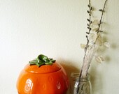 Vintage Red Orange Strawberry Cookie House Decor Jar