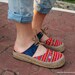 Red Hmong Embroidered Batik Vegan Lace Up Womens Slide Shoes