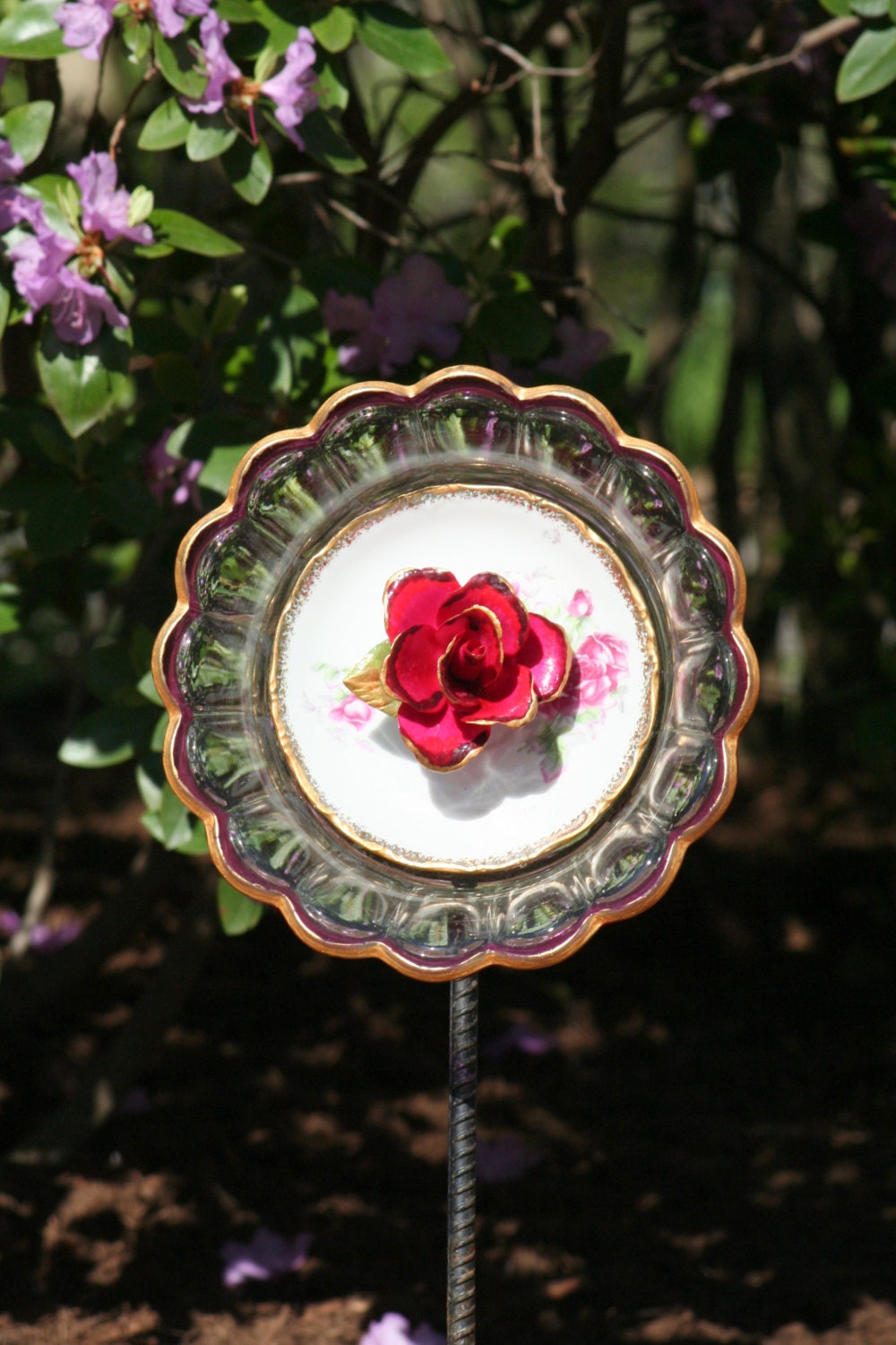 GARDEN sun catcher and YARD recycled glass sun catcher sold on ETSY