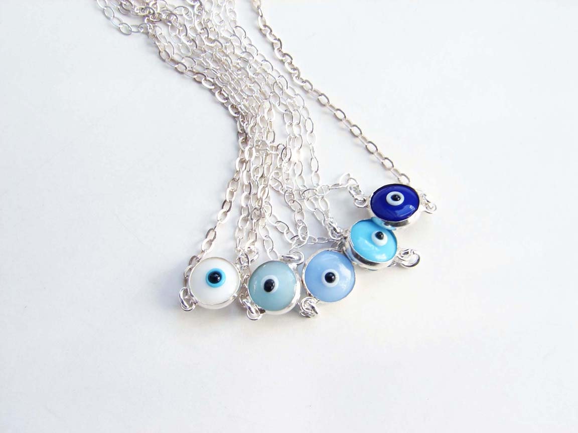 Small Evil Eye Bracelet. Dainty Sterling Silver Chain. Modern Simple Everyday Jewelry by smallbluethings
