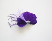 Bridal Headpiece - Bridal Feather Headpiece - Purple Bridal Headpiece - Bridal Fascinator - Purple Bridal Fascinator
