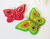 Felt Butterfly brooch Bead embroidery Butterfly Pin Embroidered felt jewelry  Girls brooch Spring jewelry MADE TO ORDER