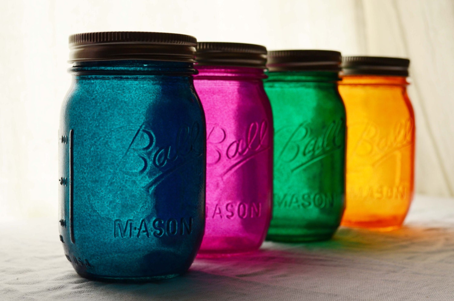 Stained Glass Mason Jars, Set of 4 - Wild Summer Nights