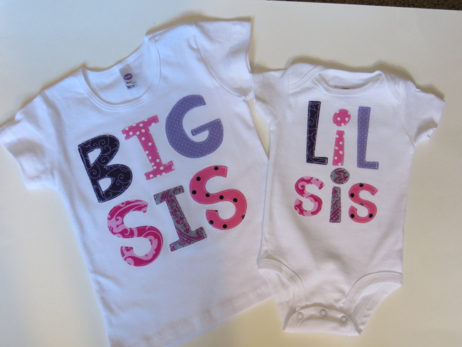 Big Sister Little Brother Little Sister Big Brother sibling shirts onesies set gift baby shower photo prop Patches and Puppies