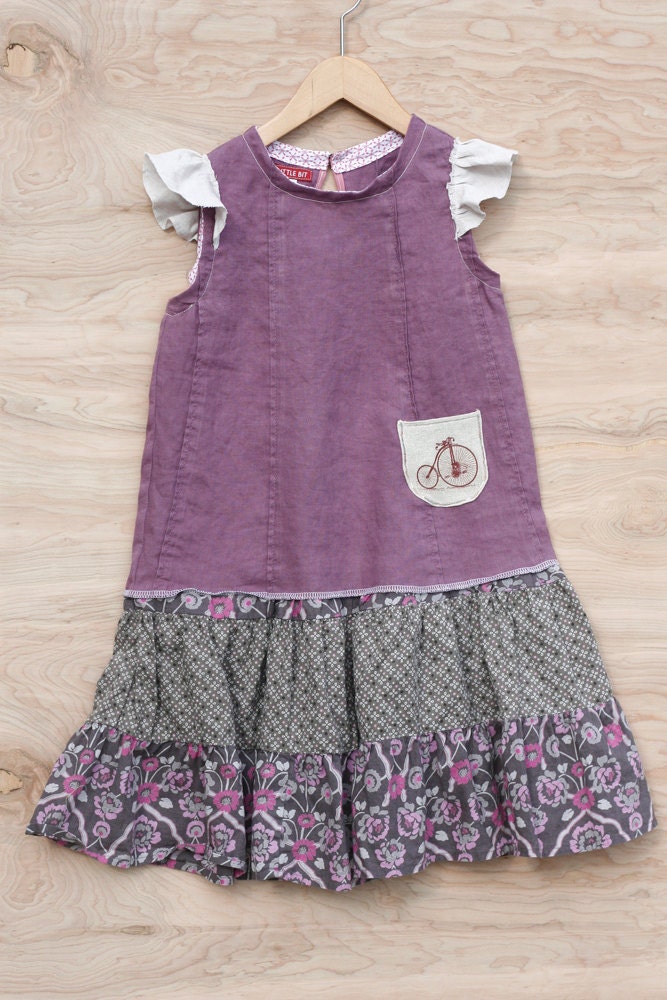 Vintage Upcycled Flutter Dress - Size 6/7
