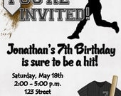 Baseball Birthday Party Invitation - Black, Blue, Red, Orange, Green, Gold, Purple