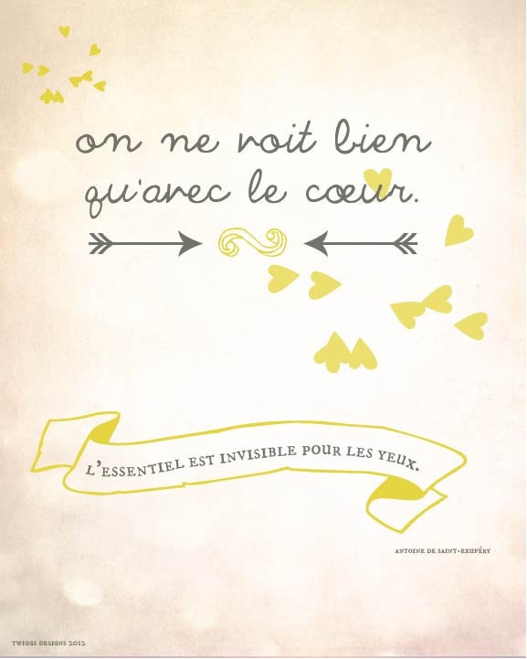 The Little Prince Print, Inspirational Quote Print, Nursery Room decor, Kids Room decor, The Little Prince Quotes - On ne voit bien