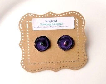 Purple Earrings, Lapis Fabric Studs, Small, Bridesmaid Accessories, Satin, Surgical Steel Posts, Teen Girls Jewelry