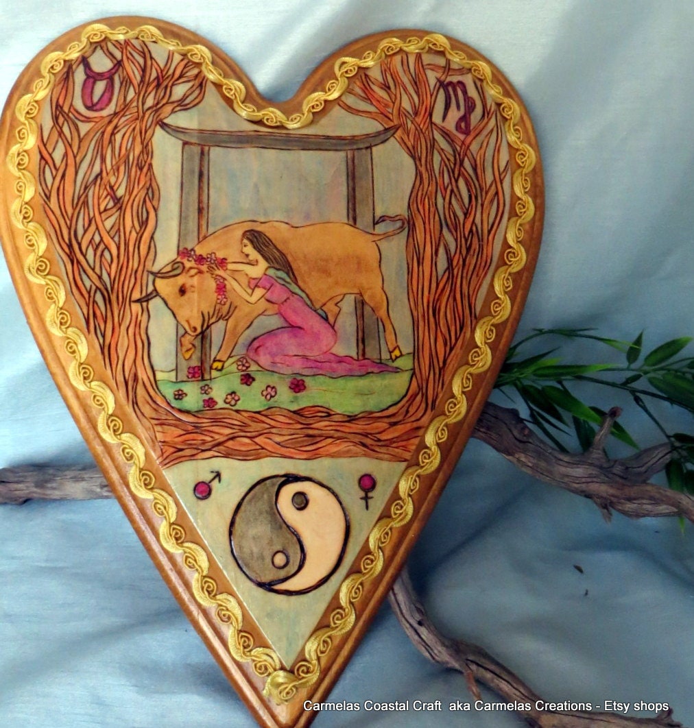 Astrological Wood Plaque for Virgo and Taurus