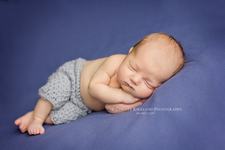 Newborn Photo Prop: Newborn Shorts - Newborn Pants, Crochet Baby Pants, Vintage Inspired Girl or Boy Photography Props