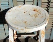 Rustic Industrial Metal Stool Vintage Shabby Retro