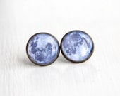 Full Moon Stud Earrings, Solar System Jewelry, Space Earrings Studs, Geek Jewelry, Astronomy