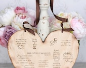 Rustic Chic 12" Wood Heart filled with Love Quotes shown or Customize Yourself has Satin Ribbon Hanger