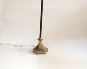 Brass and Black Metal Floor Lamp with Double Pull Chain