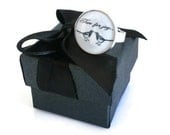 Magpie Glass Ring Black and White Bird Ring Wearable Art Jewellery Art Jewelry