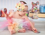 Rainbow CandyLand inspired polka dot tutu Set WITH Petti Lace Top Birthday