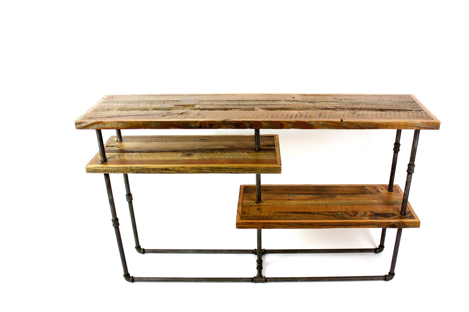 Galvy Console // Industrial Style Table // Reclaimed Wood & Steel Pipe // Rustic Loft Sideboard