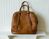 Vintage 60s American Tourister Luggage Bag / Marbled Brown Weekender Suitcase