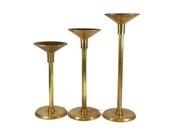 Mid Century Candle Holder Set Brass Candle Holders Set of 3 Decorative Crafts Inc