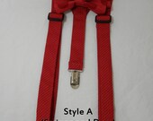 ON SALE - Red Lil Boy Suspenders and Bow Tie Set - Sizes from newborn to 10 years - 2 Styles to Choose From