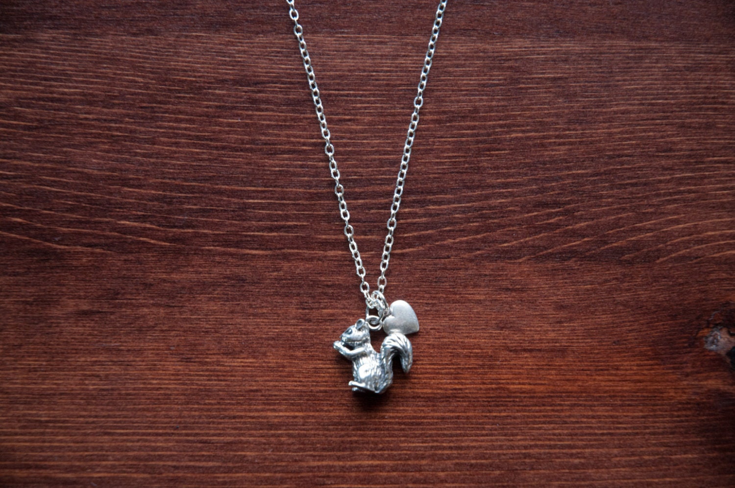 I Heart Squirrels - Sterling Silver Charm Necklace