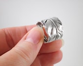 Angel Guardian Feather Wrap Ring Silver - GreenwayTerrace