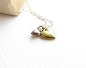Mother and Child Necklace - Mother's Day, family, love, gold, small charm, vintage inspired