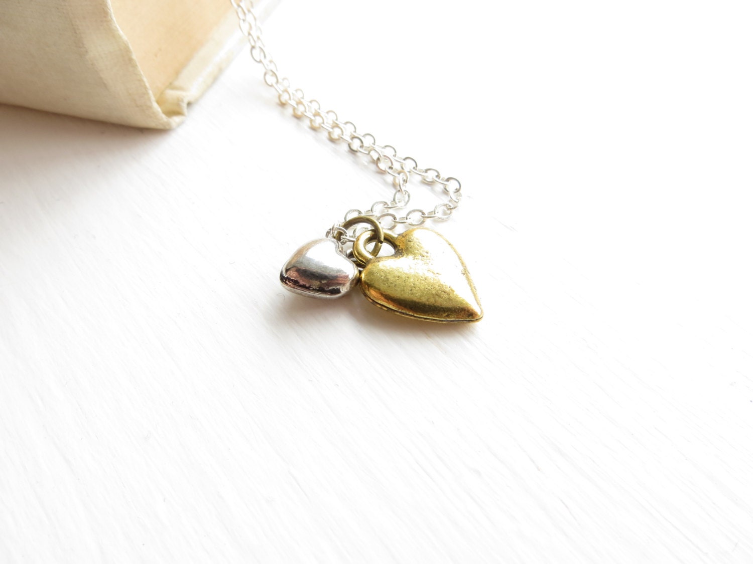 Mother and Child Necklace - Mother's Day, family, love, gold, small charm, vintage inspired