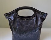 Black Stingray Leather Shoulder Bag Large Fold over Clutch- Layover Style