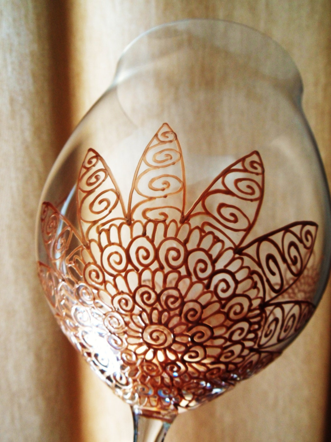 Wine glasses (2)CUSTOM designed in Henna designs with (optional) PERSONALIZATION. WEDDING, Indian wedding, Bollywood party
