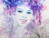 11x14 Print of Original Watercolor- Titled: Sasha's Imagination