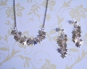 Set stars. Necklace and earrings. Silver. Bridal. Free Shipping.